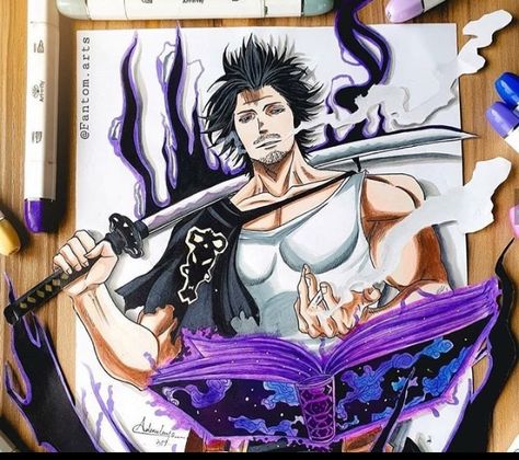 Captain Yami, Yami Sukehiro, Greek Mythology Tattoos, Naruto Sketch Drawing, Anime Drawing Books, Black Clover Manga, Commissioned Artwork, Black Clover Anime, Black Bull