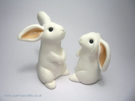 Little White Rabbits | I just wonder what they're saying to … | Quernus Crafts | Flickr Egg Ideas, Polymer Clay Figures, Polymer Clay Diy, Polymer Clay Animals, Polymer Clay Dolls, Clay Figurine, Polymer Clay Miniatures, Clay Animals, Clay Miniatures