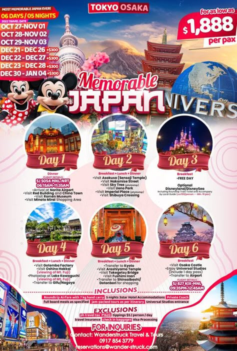 Japan Tour Packages from Manila - Wanderstruck Travel & Tours Tour Package Poster, Tour Packages Design, Tour Brochure, Family Tree Art, Pirate Boats, Tokyo Tour, Land Of The Rising Sun, App Promotion, Japan Tour