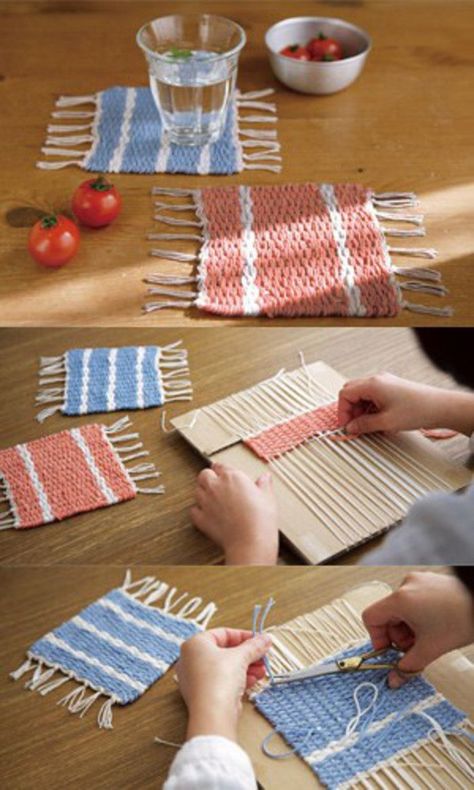 Easy Weaving, فن النسيج, Weaving Loom Diy, Weaving Loom Projects, Diy Coasters, Christmas Gift Basket, Craft Club, Weaving Projects, Women Diy