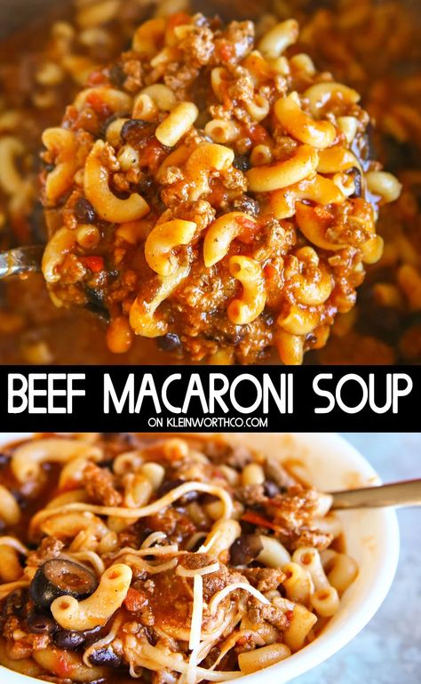 Beef Macaroni Soup, Macaroni Soup Recipes, Beef Macaroni, Macaroni Noodles, Macaroni Soup, Easy Family Dinner, Soup With Ground Beef, Elbow Macaroni, Beef Soup