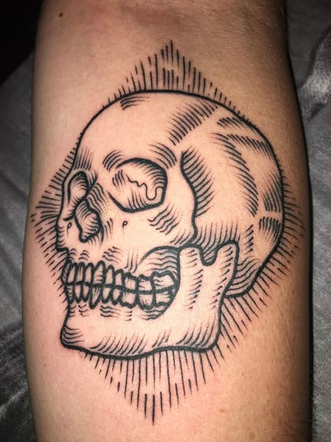 My new skull by Amber At Occult Tattoo Worthing UK Skull Tattoo Minimalist, Old School Skull Tattoo Design, Minimalist Skull Tattoo, Blackwork Skull Tattoo, Skull Flash Tattoo, Skull Knee Tattoo, Pirate Map Tattoo, Occult Tattoos, Traditional Skull Tattoo