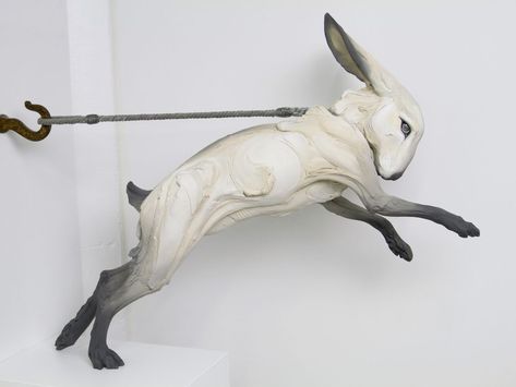 New Stoneware Animals Fraught With Human Emotion by Beth Cavener | Colossal Beth Cavener, Rabbit Sculpture, Sculptures Céramiques, Colossal Art, Rabbit Art, Ceramic Animals, Sculpture Installation, Animal Sculptures, Art Sculpture