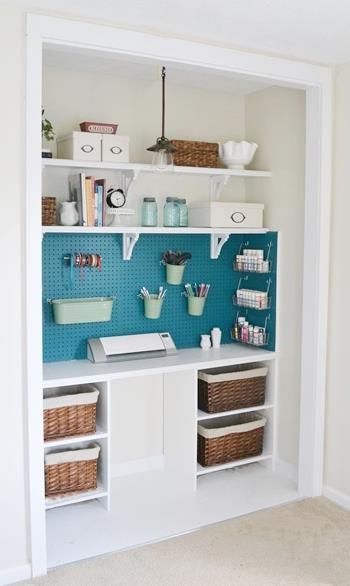 Closet Transformation, Craft Closet, Closet Office, Dream Craft Room, Ideas Craft, Home Office Storage, Closet Makeover, Craft Room Storage, Room Closet