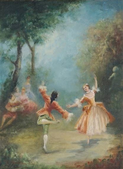 Artwork by Carlotta Edwards, The Minuet, Made of oil on canvas Carlotta Core, Carlotta Edwards, Rococo Coquette, Fancy Painting, Edgar Degas Art, Dance Painting, Ballet Painting, Dancers Art, Dance Paintings