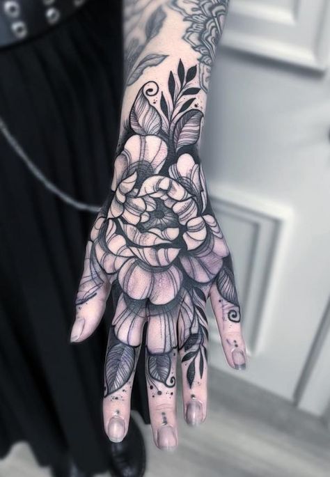 150 Hand Tattoos: Ideas and Meanings | Art and Design Hand Necklace Tattoo, Moth Hand Tattoos For Women, Big Hand Tattoos For Women, Whole Hand Tattoos, Face Hand Tattoo, Full Hand Tattoos For Women, Gothic Hand Tattoo, Moth Hand Tattoo, Full Hand Tattoos