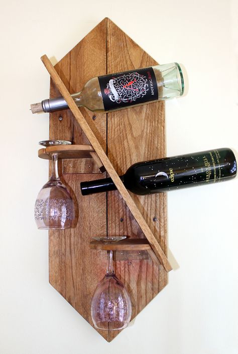 Wine/Glass Rack  https://www.facebook.com/pages/Color-Blind-Design/317855375080169?ref=hl Wood Wine Rack Diy, Hanging Wine Glass Rack, Wine Rack Design, Wood Wine Rack, Wine Barrel Furniture, Diy Home Bar, Wooden Wine Rack, Wood Wine Racks, Wine Glass Rack