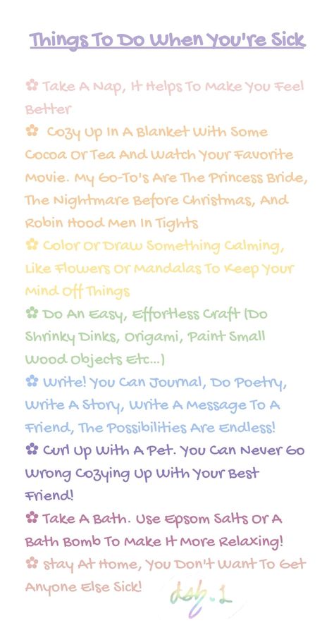 Drinks To Make When Your Sick, How To Make You Feel Better When Sick, Things To Do If You Cant Sleep, Things To Help You When Your Sick, Things To Do While Sick At Home, What To When Your Sick, Good Foods For When You're Sick, What To Do When You Sick, Sick Day Checklist