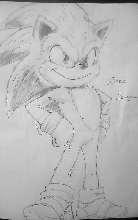 Sonic Pencil Drawing, Sonic Drawing Pencil, Super Sonic Drawing, Sonic The Hedgehog Drawing, Sonic Sketch, Sonic Drawing, Movie Sonic, Hedgehog Drawing, Hedgehog Movie