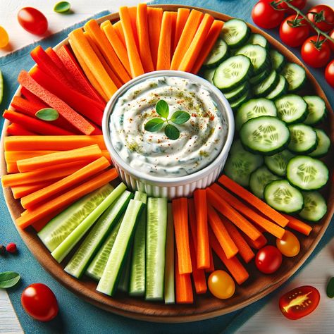 Cooking up Joy - Made with love: Veggie Sticks with Dip: A Healthy Snack for Kids Vegetables Finger Food, Veggie Sticks And Dip, Veggie Tray Birthday Party, Birthday Healthy Food, Veggies Dip Platter, Healthy Snacks Platter, Party Plates Food, Veggie Dip Platter, Vegetable Sticks And Dip