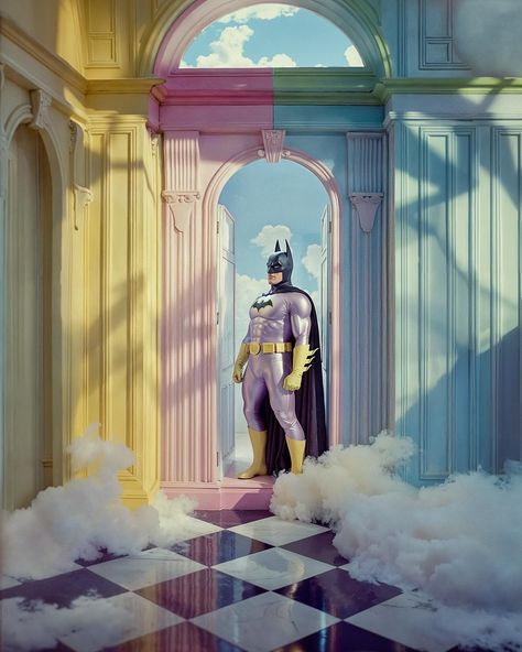 FAUX FILMS: Batman — New Beginnings After mistakenly purchasing a house in Haarlem, The Netherlands, instead of Harlem, New York, Batman not only got the city wrong but also found himself with a pastel-colored house due to a mix-up in color codes. Despite this unexpected turn of events, Batman, now unable to reverse the relocation, decided to accept his new pastel home in Haarlem. Embracing this unusual turn of events, he set off on a new adventure in Haarlem, leaving his dark past behind a... Pastel Home, Harlem New York, Pastel House, Color Codes, New Adventure, Relocation, New Adventures, Art Director, Artist Art