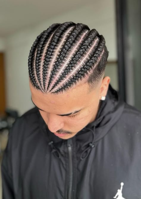 Faded cornrows are one of the most popular styles, ideal if you’re growing out the top portion of your hair. Make sure to keep your hair conditioned by using hair conditioners for men. Men’s Cornrows Fade, Braids For Men Curly Hair, Cornrow Hairstyles On Men, Faded Cornrows Men, Men’s Braids Top, Short Hair Men Braid Styles, Braids For Men 4c Hair, Cornrow Hairstyles For Black Man, Braids For Men With Fade Short Hair