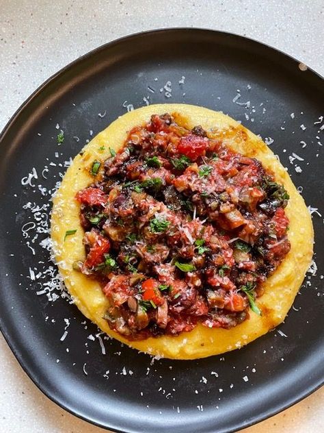 Beans In Tomato Sauce, Dry Beans Recipe, Borlotti Beans, Eggplant Caponata, Cranberry Beans, Polenta Recipes, Vegetarian Comfort Food, Creamy Polenta, Homemade Tomato Sauce