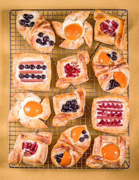 Making your own Danish pastries like taking a mini-vacation … with butter | Food | theindependent.com Danish Shapes, Dessert Platter Ideas, Danish Dough Recipe, Mini Danish, Fruit Danish, Crust Designs, Danish Pastries, Danish Dough, Canned Fruits