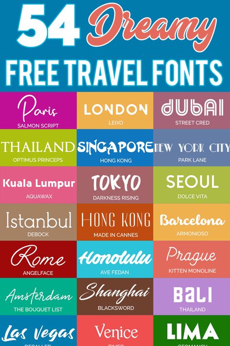 50+ Free Travel Fonts! #travel #fonts #cricut #travelfont #typography Fonts For Projects, Travel Font, Paris Font, Travel Typography, Paris Airbnb, Travel Fonts, Vacation Graphic, Fonts Cricut, Tracker Ideas