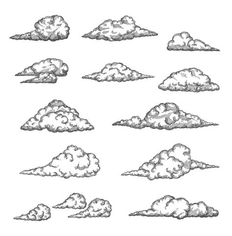 Cloud and cloudiness vintage sketch, cloudy sky Cloudy Tattoos, Cloudy Sky Drawing, Cloud Drawing Aesthetic, Clouds Sketch, Storm Sketch, Cloud Drawings, Cloud Sketch, How To Draw Clouds, Sky Sketch