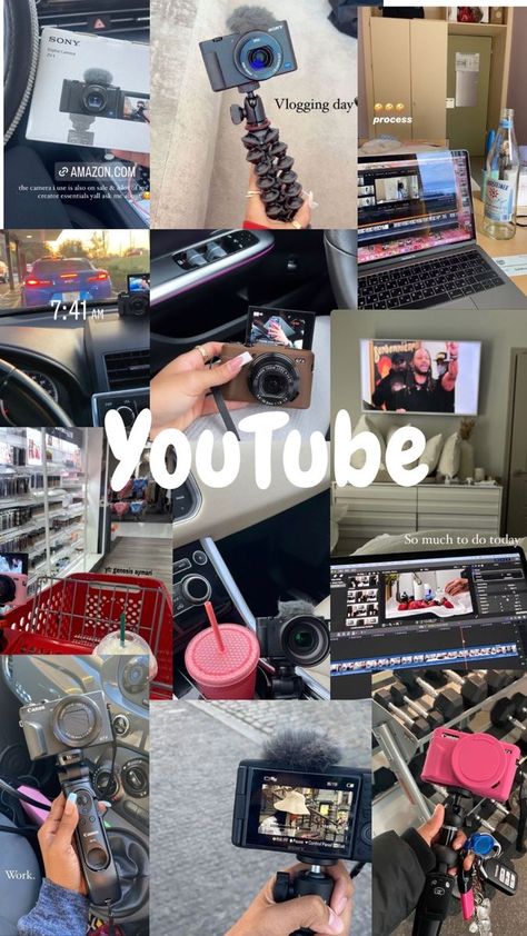 Youtube Channel Start Up, Baddie Youtube Ideas, Vision Board Ideas Youtube, Start A Youtube Channel Aesthetic, Start Youtube Channel Vision Board, Content Creator Set Up Aesthetic, Successful Youtube Channel Vision Board, Rich Youtuber Aesthetic, Youtube Channel Goals