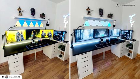 If you like gaming, why not create your own DIY gaming desk? In this article, you can find several great ideas to start with a homemade gaming computer desk. Gamers Desk Ideas, Gaming Desk Diy How To Build, Diy Computer Desk Gaming, Long Gaming Desk, Homemade Computer Desk, Gaming And Study Desk, Diy Gaming Setup, Homemade Gaming Desk, Ikea Computer Desk Ideas