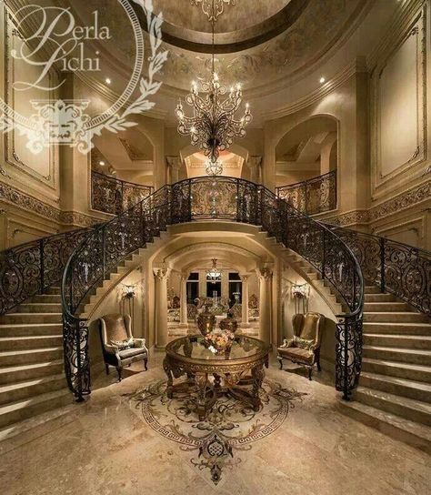 Double Staircase, Marble Floors, Hollywood Florida, Foyer Decorating, Luxurious Home, Versace Home, Mansion Interior, Grand Staircase, Staircase Design