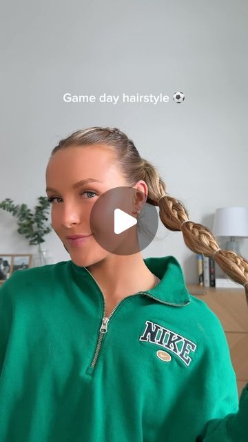 5,176 likes, 40 comments - brittany1wilson on February 27, 2024: "Game day hairstyle ⚽️ double braid into bubble braid #soccer #soccergirl #femaleathlete #hai..." Women Bubble Braid, Bubble Braid With Braid In It, Soccer Hairstyles Bubble Braids, Braided Bubble Ponytail, Soccer Ponytail Hairstyles, Hairstyles For Playing Sports, Hair Ideas For Soccer, Hair Styles For Soccer Players, Cute Hairstyles For Soccer Games