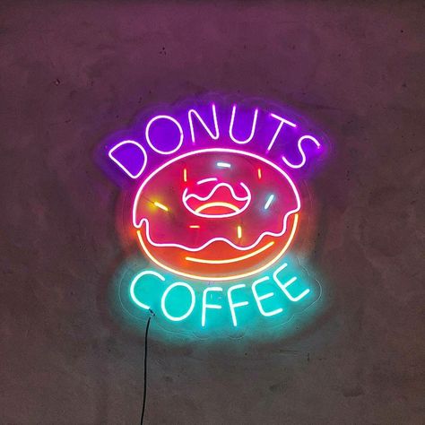 Baking Images, Donut Signs, Neon Bedroom, Metal Cylinder, Beach Read, Neon Flex, Neon Room, Coffee Business, Neon Sign Bedroom