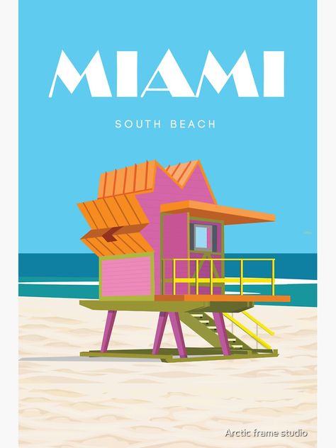 "Miami travel poster south beach vintage retro " Sticker for Sale by Arctic frame studio Nikki Beach Miami, Miami Poster, Dorm Prints, Miami Posters, Miami Travel, Nikki Beach, Beach Vintage, Jalen Hurts, Key Biscayne