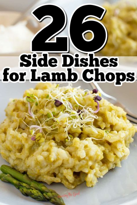 Lamb Chop Menu Ideas, Roasted Lamb Loin Chops, Lamb Chops With Risotto, Lamb And Risotto, Fancy Lamb Dinner, What To Cook With Lamb Chops, Lamb Chop Sides Recipes, Meals With Lamb Chops, Lamb Chops And Shrimp