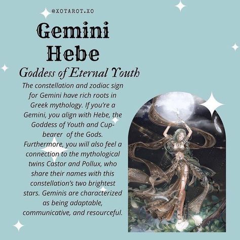 Hebe Goddess, Goddess Divine Feminine, Gemini Zodiac Quotes, Astrology Signs Aries, Zodiac Signs Characteristics, Greek Goddesses, Gemini Art, Gemini Rising, Gemini Life