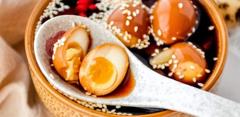 Spicy Marinated Quail Eggs | Spring Creek Quail Eggs Marinade Sauce, Quail Eggs, Easy Eggs, Rice Wine Vinegar, Rice Wine, Sesame Seeds, Korean Food, Dumplings, The Table