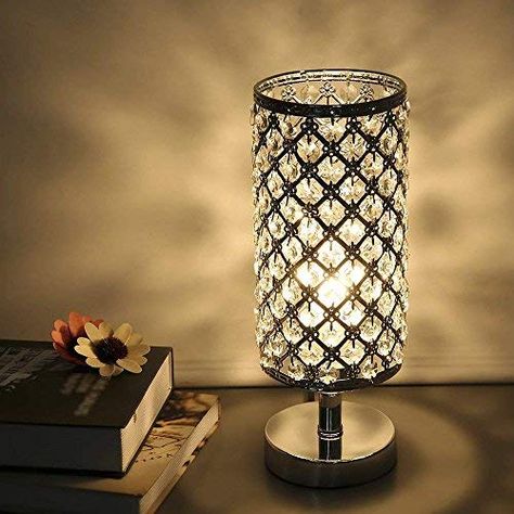 Nightstand Lights, Modern Nightstand Lamps, Wooden Lamps Design, Silver Desk, Bedside Table Decor, Table Lamp Modern, Simple Bedside Tables, Night Table Lamps, Crystal Lamps