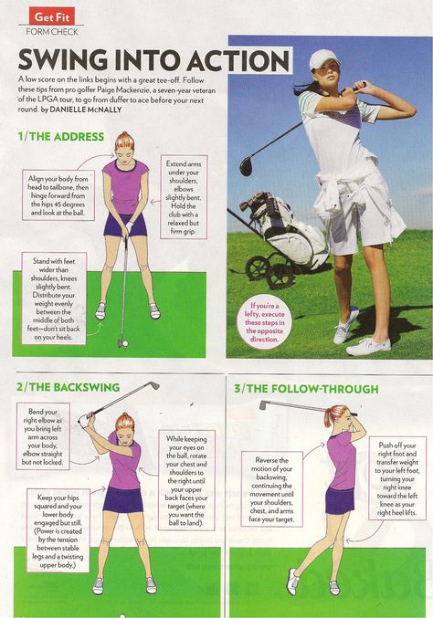 Tips from golf pro Paige Mackenzie of the LPGA from Shape magazine www.shape.com Paige Mackenzie, Golf Basics, Lpga Tour, Golf School, Golf Videos, Golf Tips For Beginners, Shape Magazine, Golf Instruction, Golf R