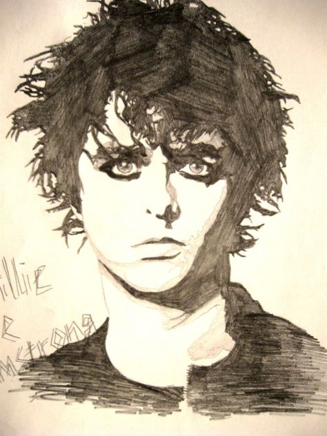 Someone made this sketch of Billie Joe Armstrong love it! Sketchbook Fillers, Band Artwork, Green Day Billie Joe, Joe Armstrong, Billie Joe Armstrong, Celebrity Drawings, Diy Art Projects, Green Day, Rock Art