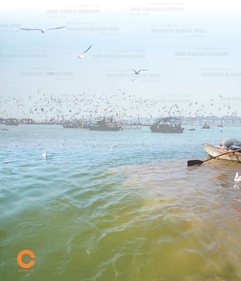 The Sangam: Holy Ganga, Yamuna and Saraswati River meets each other on Earth at Triveni Sangam, Allahabad Uttar Pradesh India. Saraswati River, Varanasi, Uttar Pradesh, New Wall, Lord Shiva, Wall Collage, Shiva, On Earth, India