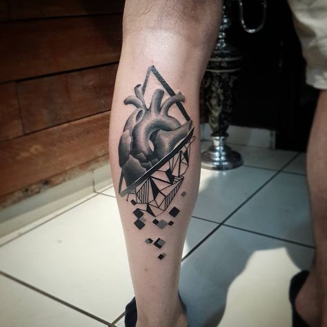 Let's go to work 😷 #hearttattoo Mens Side Tattoos, Geometric Heart Tattoo, Realistic Heart Tattoo, Realistic Heart, Names Tattoos For Men, Pirate Tattoo, Traditional Style Tattoo, Girls With Sleeve Tattoos, Cool Tattoos For Guys