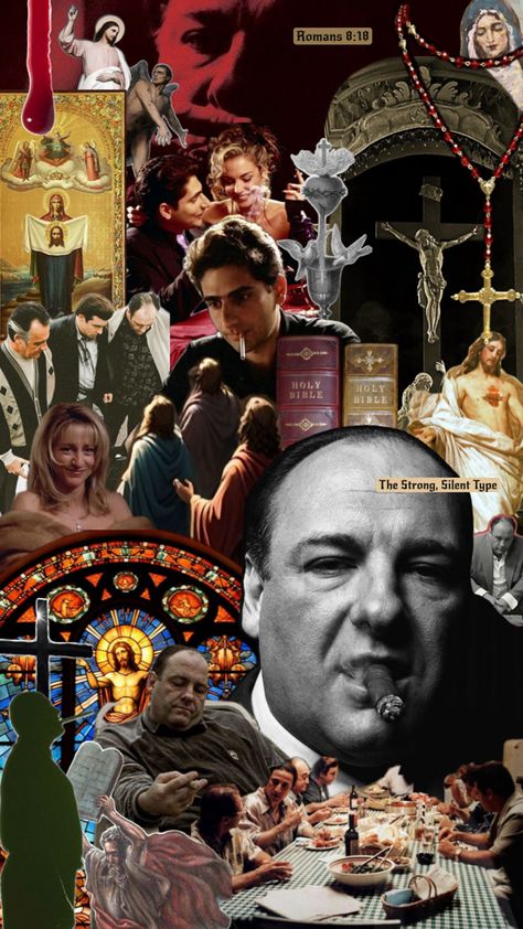 Jesus, Tony Soprano, Mafia, Catholic, Catholicism, The Sopranos, Carmela Soprano, God Catholic Guilt, Sopranos Poster, Movie Character Quotes, The Sopranos, Tony Soprano, Mob Wives, Cartoon Posters, Al Pacino, Anime Canvas