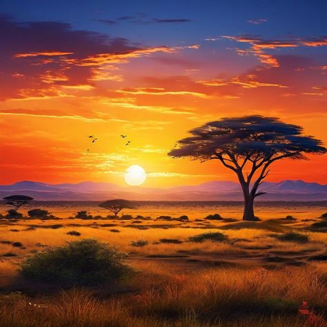 Show the sun rising over the African savannah by QueenOfDelight - Playground Savannah Desert, Savannah Sunset, African Savannah, Sun Rising, Chic Dress Classy, Dress Classy, One Image, Create Art, Image Generator