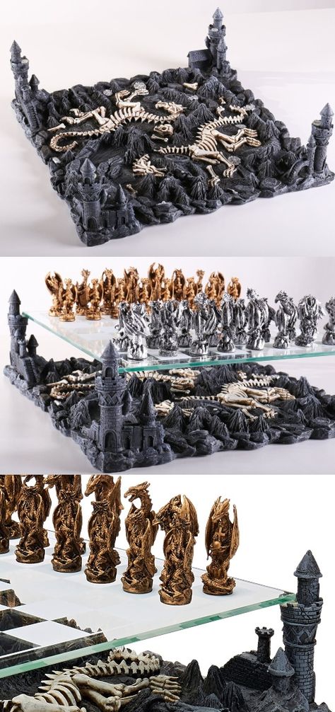 3D Dragon Chess Set Game Of Thrones Chess Set, Dragon Chess Set, Game Of Thrones Chess, Dragon Chess, Themed Chess Sets, Mens Ring Designs, 3d Dragon, Chess Table, Chess Sets