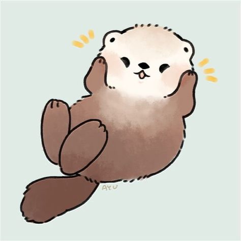 Cute Otters Drawing, Otter Drawing, Cute Animal Character, Otter Art, Otters Cute, Cute Easy Doodles, Cute Bear Drawings, Coloring Art, Cute Kawaii Animals