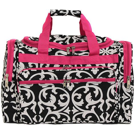 World Traveler Damask 19" Shoulder Duffle Bag Travel Duffel Bag (€30) ❤ liked on Polyvore featuring bags, luggage, pink and travel duffels Pink Damask, Leather Duffel Bag, Leather Duffel, Luggage Store, Go Bags, Duffle Bag Travel, Bag Collection, Travel Duffel, Duffel Bag Travel