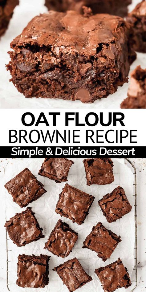 Desserts With Oats, Oat Flour Brownies, Brownies Gluten Free, Glutenfri Baking, Oatmeal Flour, Oat Flour Recipes, Gluten Free Brownies, Recipe Simple, Gf Desserts