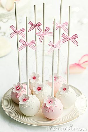 Baby Shower Kuchen, Flower Cake Pops, Pink Cake Pops, Wedding Cake Pops, Cupcake Shops, Cherry Blossom Wedding, Cake Balls, Cupcake Cake, Pink Cake