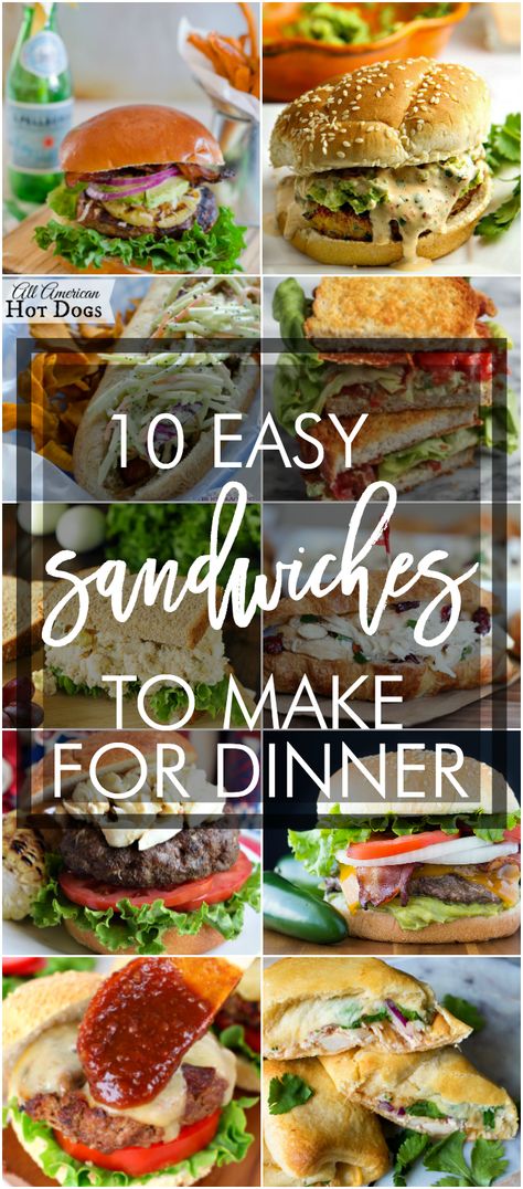 10 easy sandwich recipes to make for dinner. Simple sandwich ideas. Love these! #sandwichrecipes #summersandwiches Hot Sandwiches For Dinner, Dinner Sandwich Ideas, Sandwich Recipes For Dinner, Sandwich For Dinner, Sandwich Recipes Dinner, Easy Sandwiches, Recipes To Make For Dinner, Gourmet Sausage, Easy Sandwich