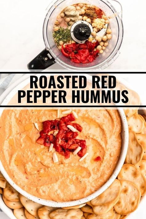 Make your own creamy red pepper hummus using canned chickpeas. It's a simple dip or spread that's easy to make at home!