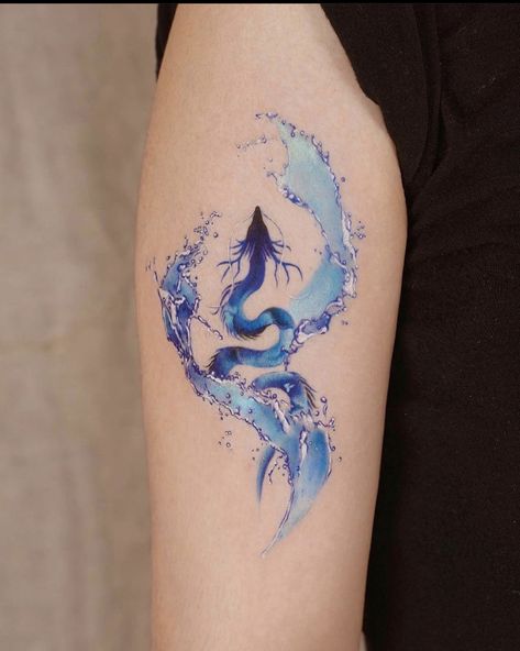 Watercolor Dragon Tattoo, Blue Dragon Tattoo, Dragon Claws, Dragon Tattoo Meaning, Dragon Tattoo Ideas, Small Dragon Tattoos, Dragon Tattoo For Women, Water Tattoo, 4 Tattoo