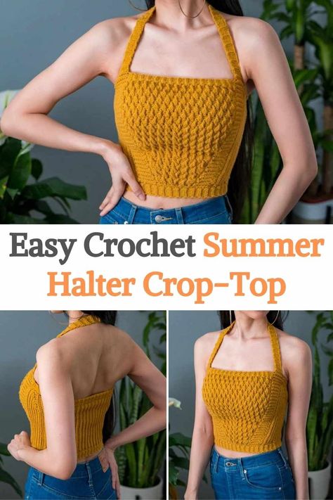 Pola Bra, Diy Crochet Top, Crochet Halter Top Pattern, Crochet Top Dress, Crochet Top Outfit, Crochet Crop Top Pattern, Mode Crochet, Crochet Tops Free Patterns, Aesthetic Crochet