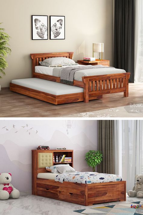 Pull Out Beds For Small Spaces, Single Cot Bed Design Wooden, Queen Bed With Pull Out Bed, Bed Frame With Pull Out Bed, Pullout Bed Ideas Small Spaces, Pull Out Bed Ideas For Small Room, Diwan Bed Design Modern, Single Cot Bed Design, Pull Out Bed Ideas Space Saving