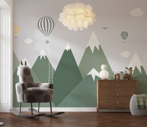 Snowy Green Mountains Hot Air Balloons Clouds Birds Wallpaper Self Adhesive Peel and Stick Wall Sticker Wall Decoration Removable Materials; Peel and Stick Vinyl or Non-Woven Embossed removable Wallpaper FEATURES: Wallpaper; * High Quality Non-Woven Embossed Matt Wallpaper * High Washability, UV Rays Resistant * Easy for use and application * Easy removable * Applicable with glue * Weight : 250 gr/m2 Pell and Stick; * Environment friendly and waterproof.  * Easy to install and cut  * Can be inst Dreams Wallpaper, Balloon Clouds, Birds Wallpaper, Green Mountains, Bird Wallpaper, Balloon Wall, Mural Design, Watercolor Wallpaper, Hot Air Balloons