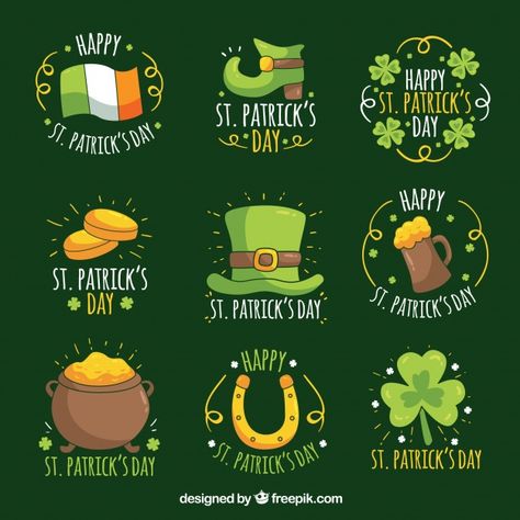 Hand drawn st. patrick's day badge / lab... | Free Vector #Freepik #freevector #freelogo #freelabel #freeparty #freehand Diy St Patrick's Day Crafts, San Patrick Day, Sant Patrick, Holiday Boards, St Patricks Day Quotes, San Patrick, Different Kinds Of Art, Flower Wallpapers, St Patrick's Day Crafts