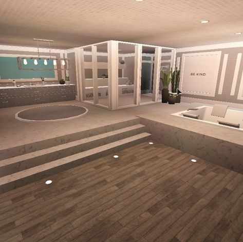 Roblox Bloxburg House Ideas Inside, Modern Bloxburg Master Room, Bloxburg Layout Ideas 3 Story Mansion, Bloxburg Luxury Bathroom Ideas, Bloxburg Sauna Ideas, Luxury Bloxburg Bedroom, Bloxburg Conversation Pit, Club Roblox Mansion Ideas, Bloxburg Room Modern