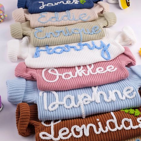 Custom Name Baby Sweaters Personalized Hand Embroidered Name Baby Sweaters Unique Baby Sweater Baby Boy Name Sweater, Baby Shower Gift - Etsy Name Sweater Baby, Hand Embroidered Name, Name Sweater, Baby Boy Name, Pull Bebe, Boy Name, Knit Baby Sweaters, Toddler Sweater, Embroidered Name